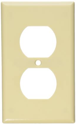 Leviton - 1-Gang Duplex Device Receptacle Wallplate, Standard Thermoset, Device Mount, 86003 - Ivory