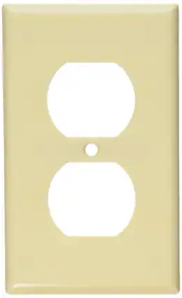 Front. Leviton - 1-Gang Duplex Device Receptacle Wallplate, Standard Thermoset, Device Mount, 86003 - Ivory.