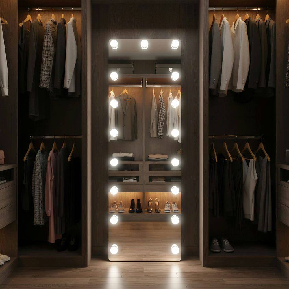 Alt View 5. Kadyn - 56x18 Inch Hollywood Style Full-Length LED Mirror with Vertical Design.