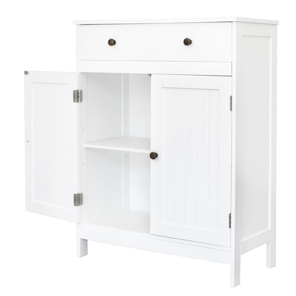 Alt View 1. Winado - Wooden Bathroom Floor Cabinet Storage Cupboard W/ Shelves for Home Kitchen - White.