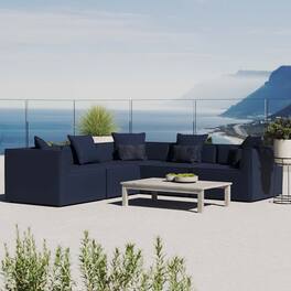 Saybrook 5-Piece Outdoor Patio Upholstered Sectional Sofa by Modway - Navy