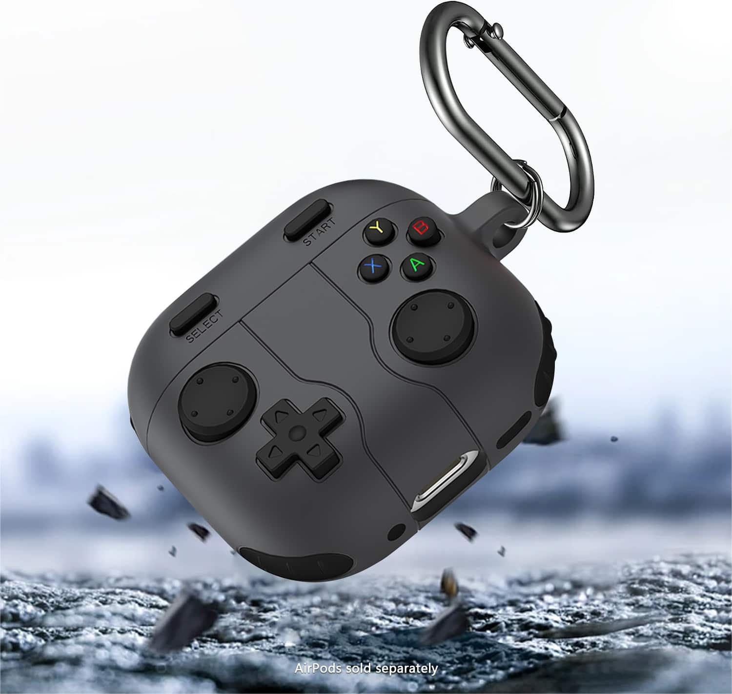 The text on the image reads: "START ART ST Y X B A SELECT AirPods sold separately."