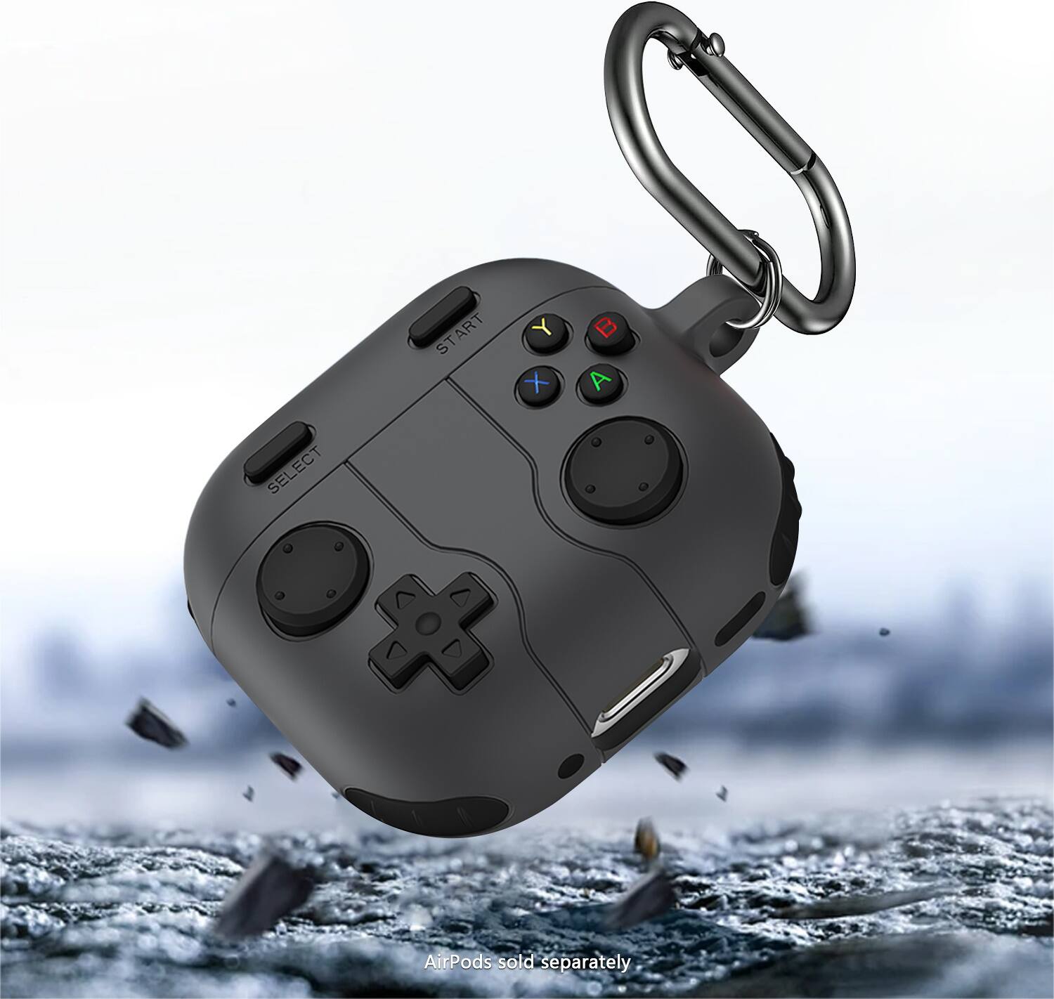 The text on the image reads: "START ART ST Y X B A SELECT AirPods sold separately."