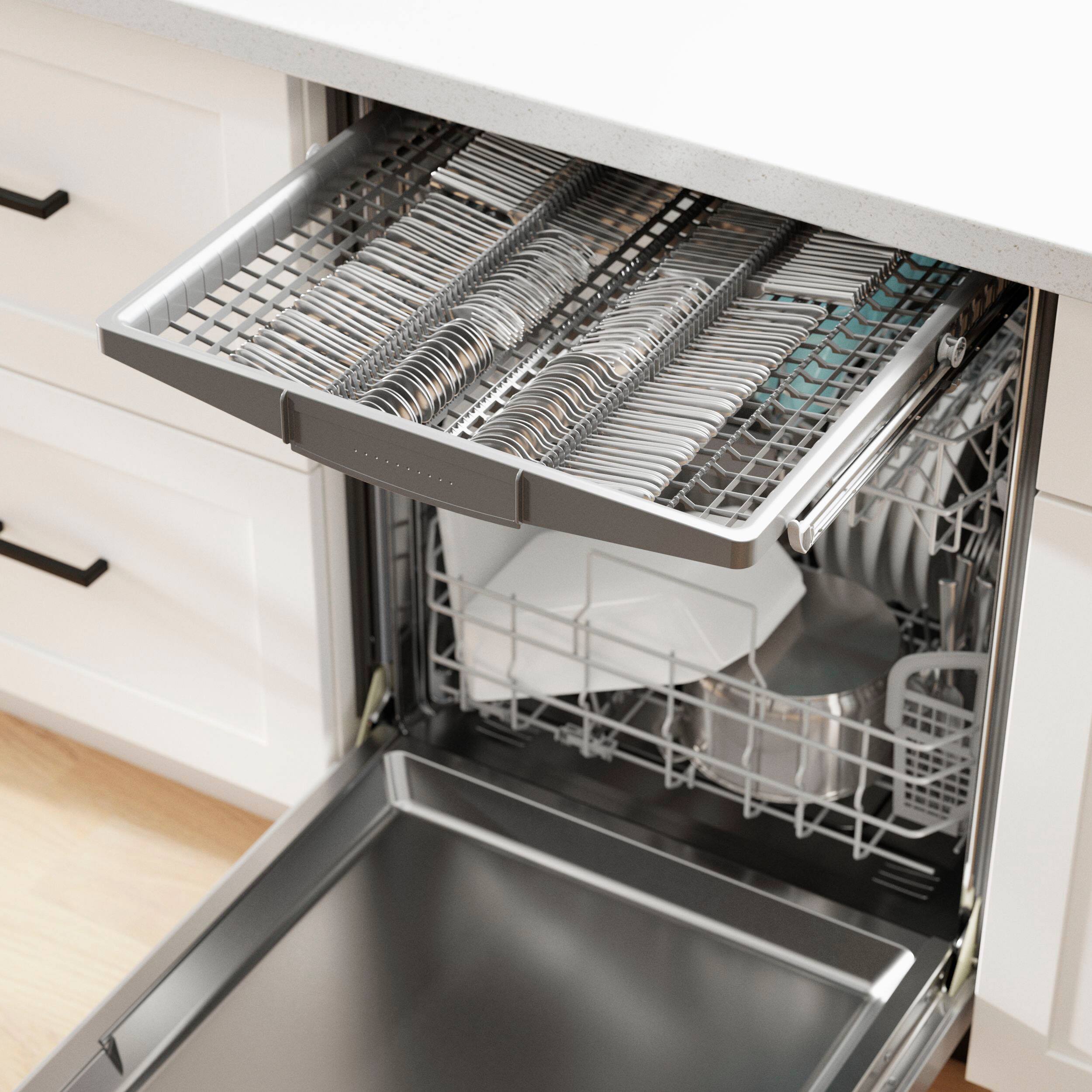 Alt View 31. Bosch - 300 Series 24" Front Control Smart Built-In Stainless Steel Tub Dishwasher with 3rd Rack and AquaStop Plus, 46 dBA - Stainless Steel.
