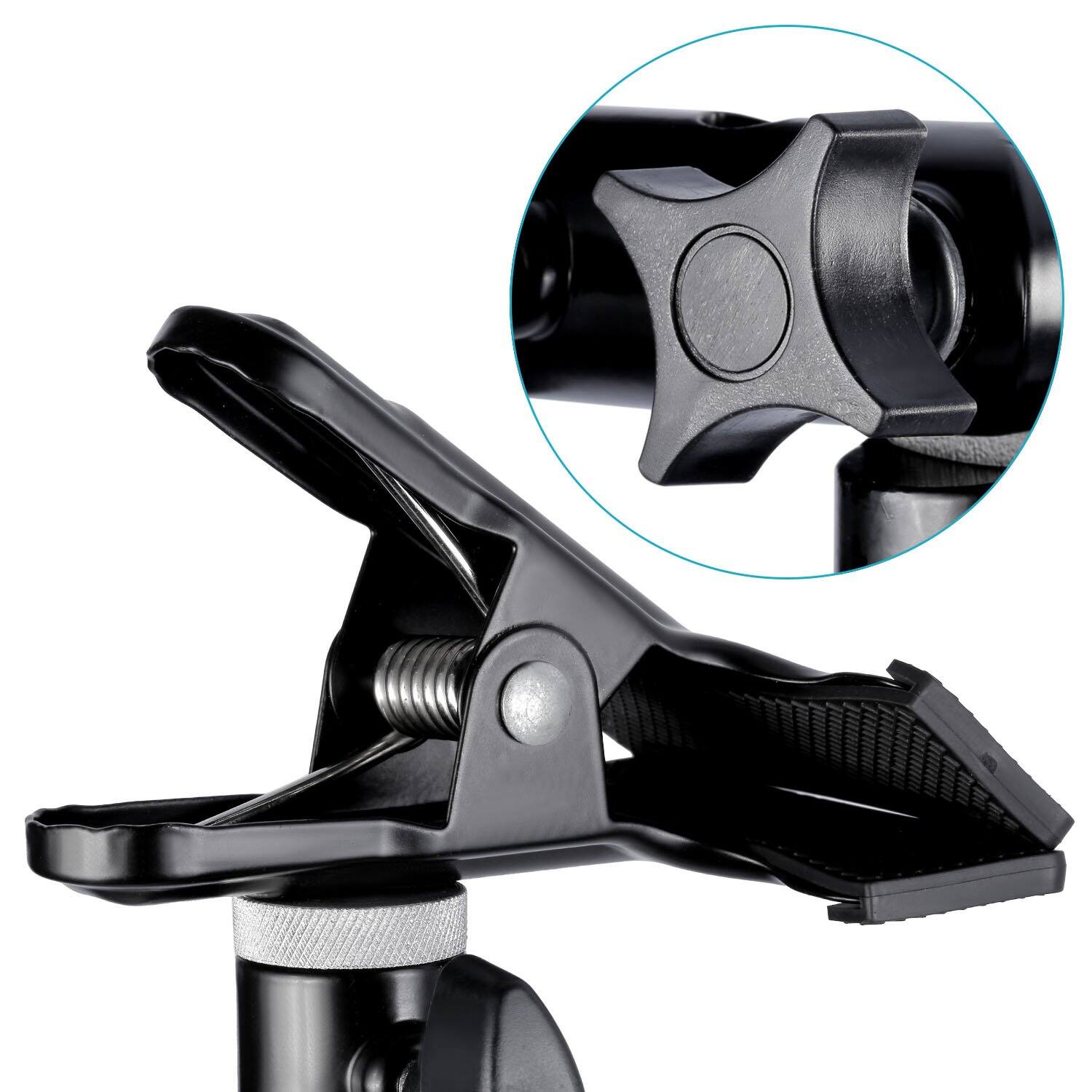 Alt View 2. Neewer - 2-Pack Heavy Duty Metal Clamp Holder for Reflector, 5/8" Light Stand Attachment.