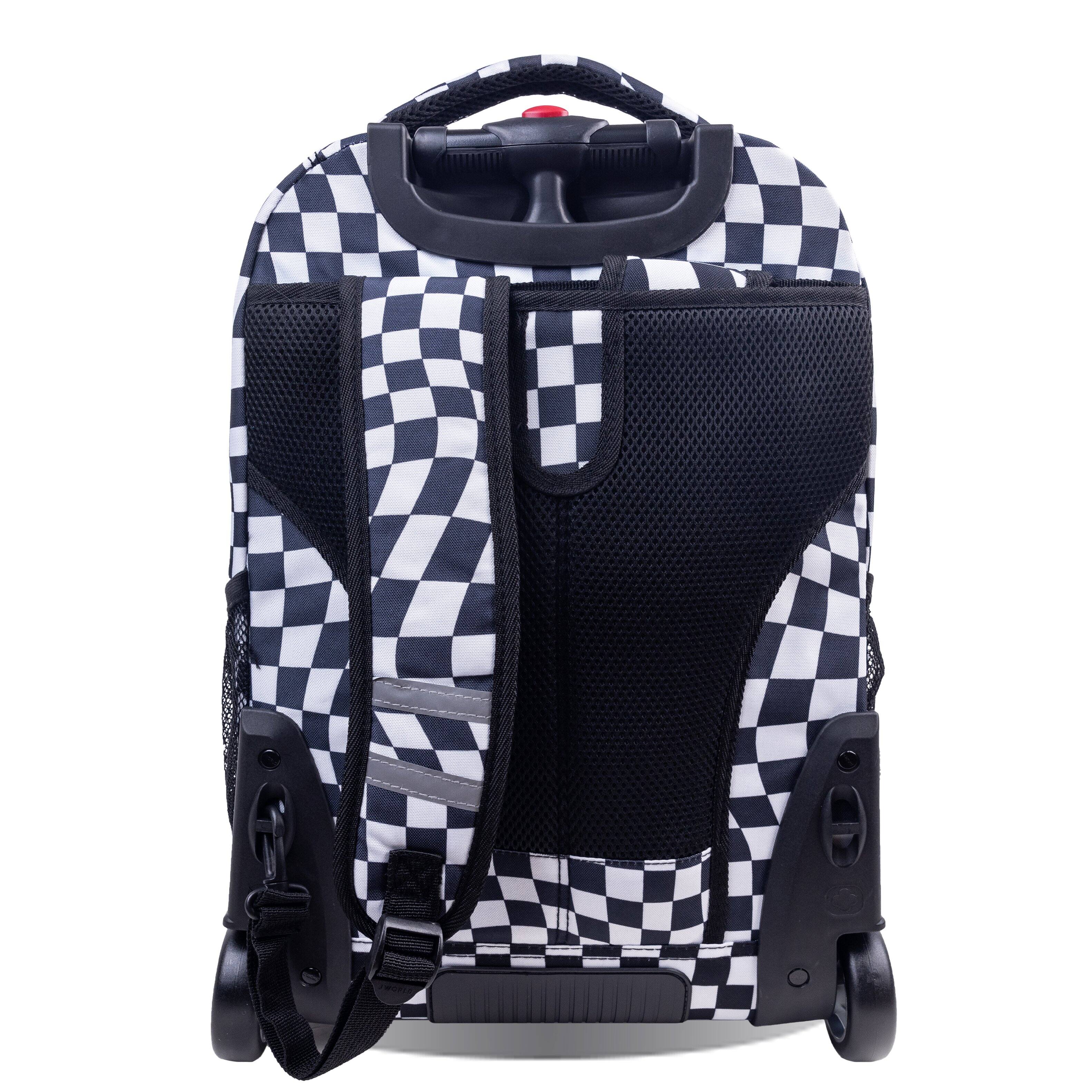 Back. J World - J World Unisex Sundance 20" Rolling Backpack With Laptop Sleeve For School And Travel, Wavy Checkers - WAVY CHECKERS.
