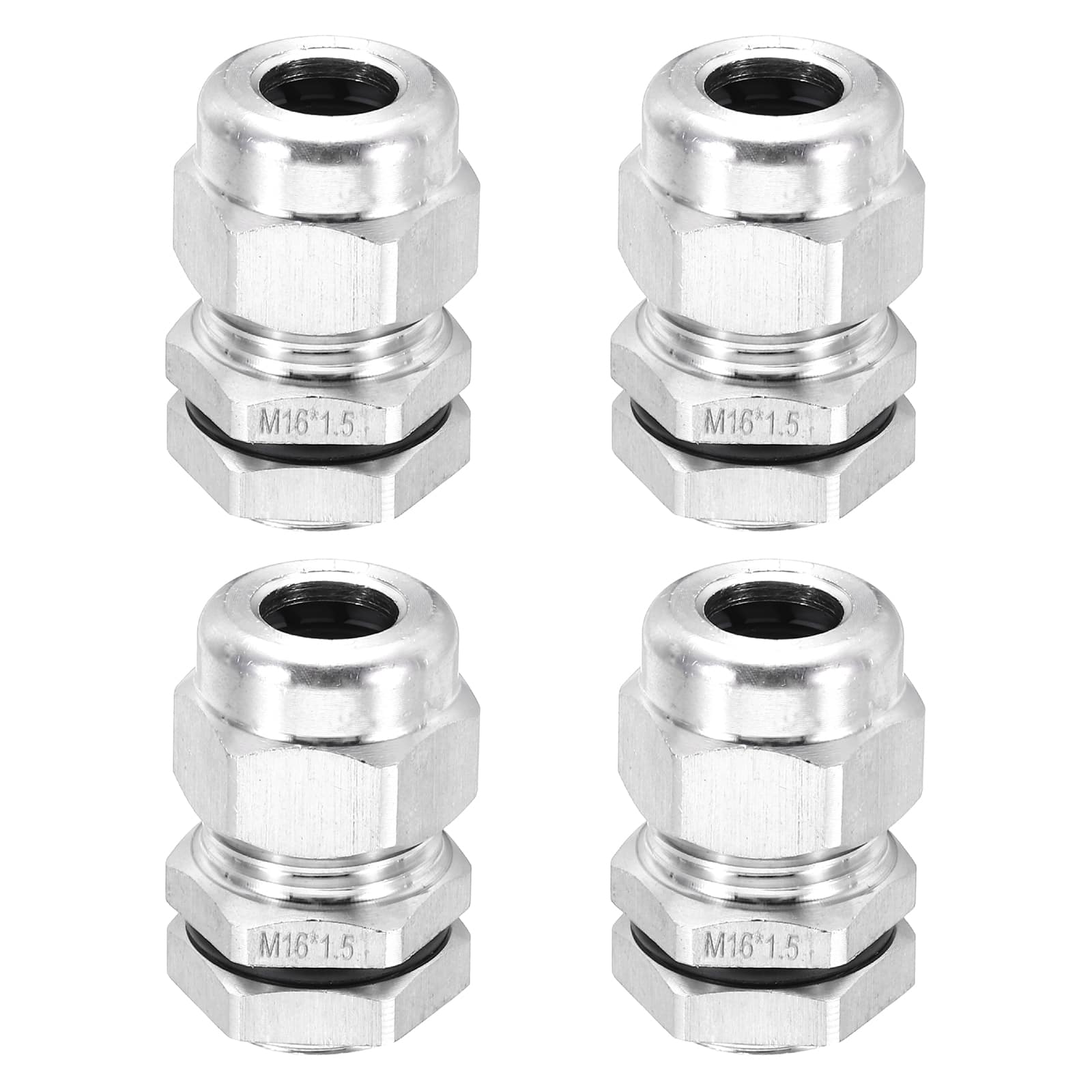 Unique Bargains - M16x1.5mm Cable Gland, IP68 Waterproof Strain Relief, 304 Stainless Steel, for 4-8mm Wire, 4pcs - Silver