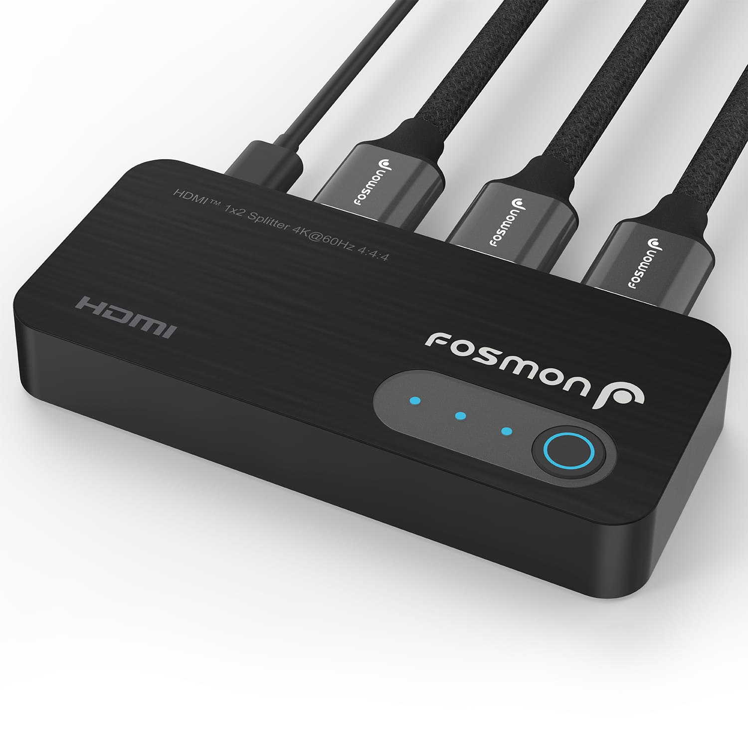 Fosmon - 2-Port 4K HDMI 2.0 Splitter for Dual Monitors (Mirror Only), Supports Downscale, HDCP 2.2, HDR10, Dolby, HDMI Splitter - Black
