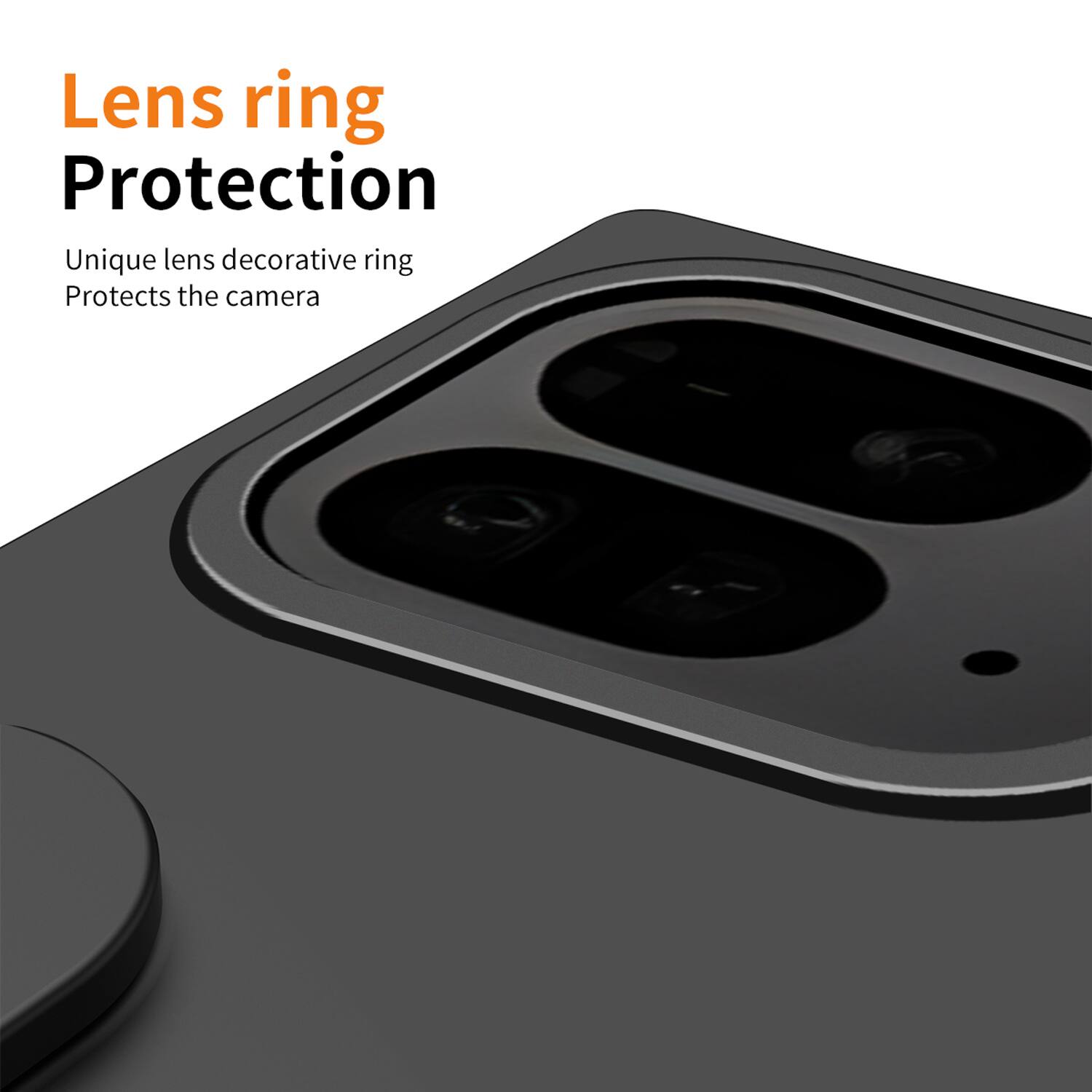 Lens ring Protection  
Unique lens decorative ring  
Protects the camera