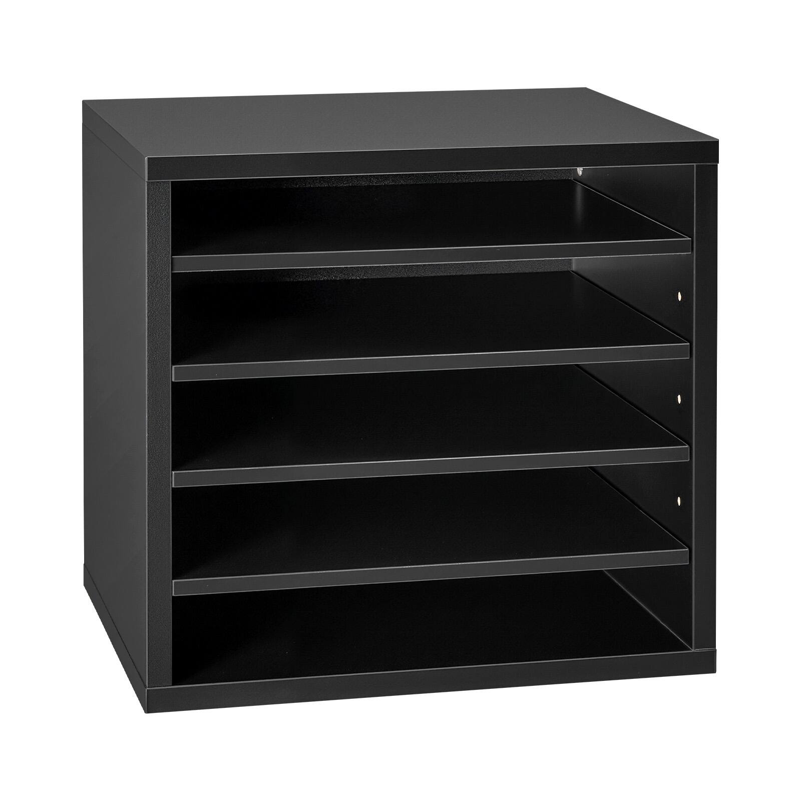 Alt View 5. VEVOR - Literature Organizer, 5 Compartments Office Mailbox with Adjustable Shelves, Wooden Mailbox Sorter with MDF - Black.
