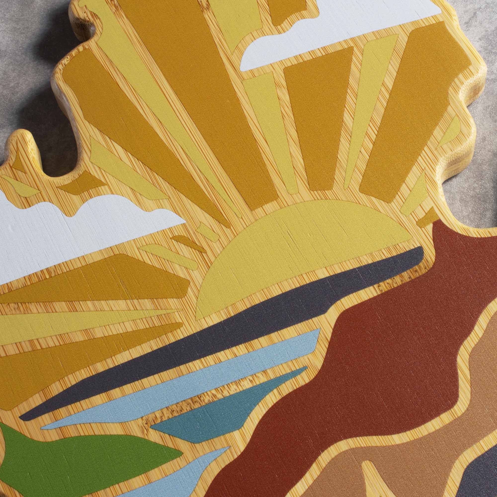 Alt View 3. Totally Bamboo - Michigan Mitten Cutting Board with Artwork by Summer Stokes.