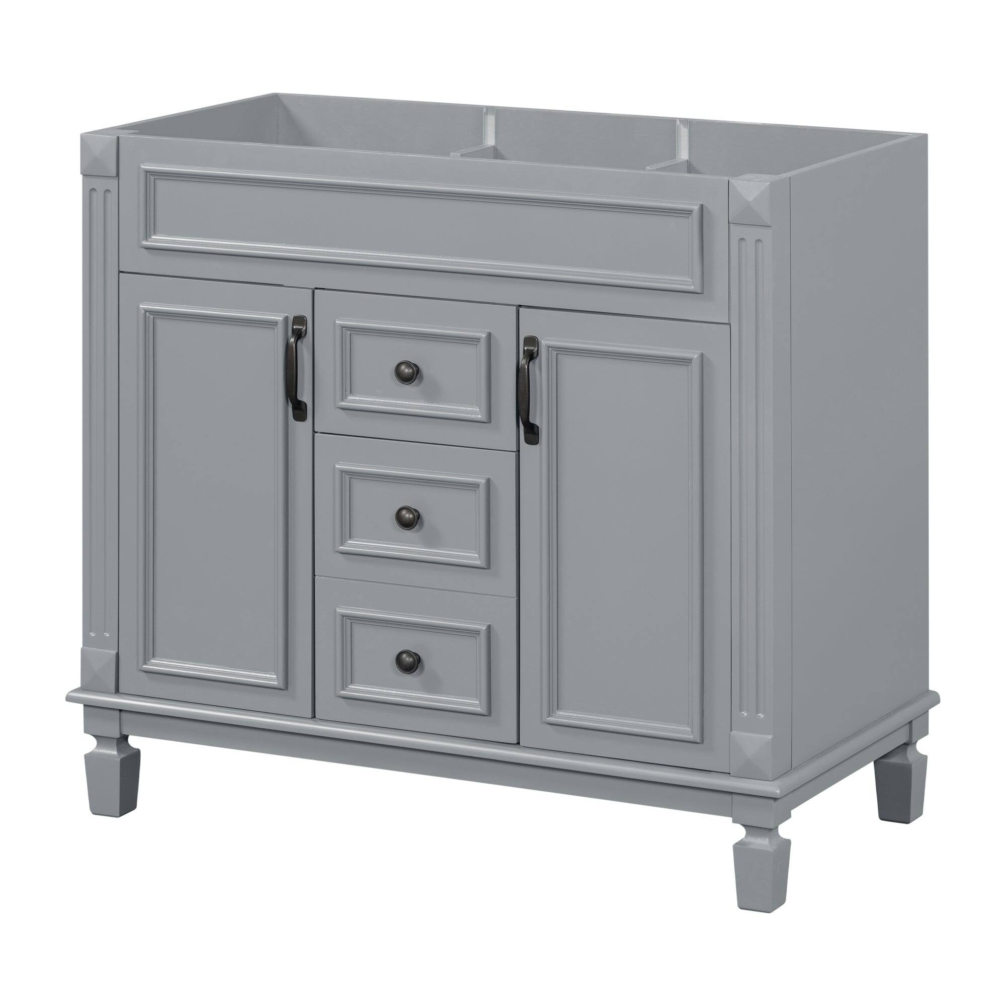 Alt View 8. Boyel Living - 36 Inch Modern Bathroom Vanity Cabinet Only Soft Closing Doors Drawers Gray - Gray.