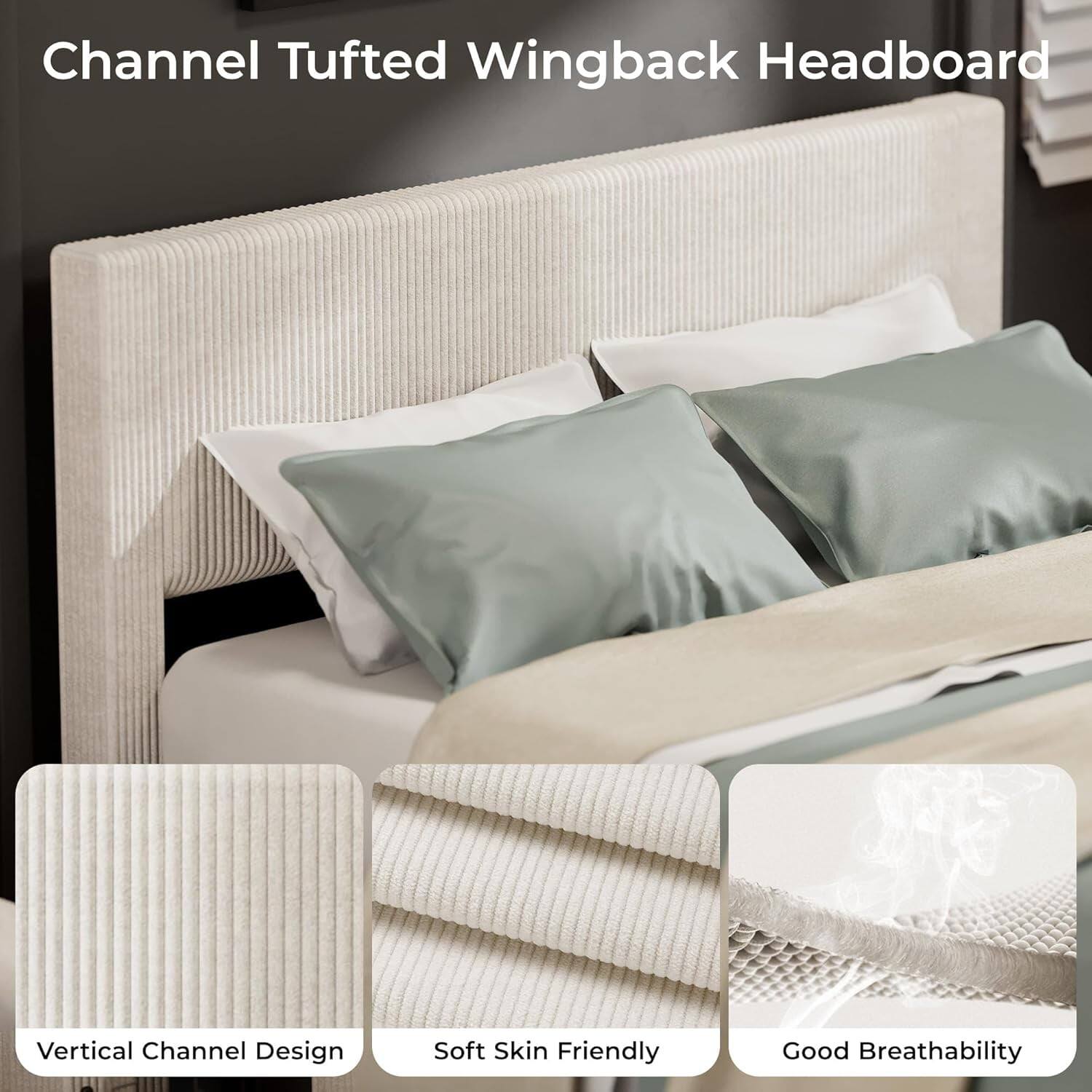 Channel Tufted Wingback Headboard

- Vertical Channel Design
- Soft Skin Friendly
- Good Breathability