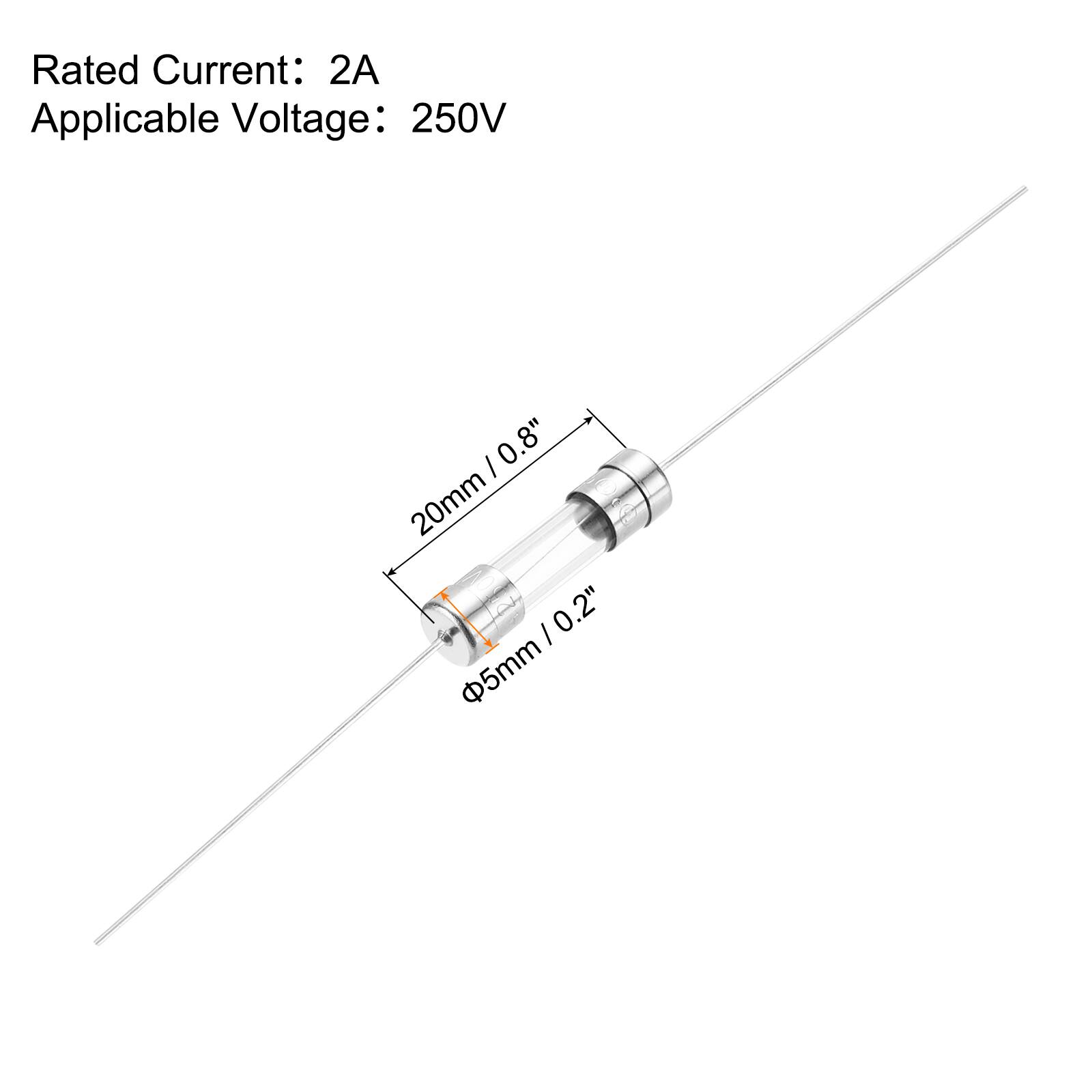 Rated Current: 2A  
Applicable Voltage: 250V  

20mm / 0.8"  
Φ5mm / 0.2"