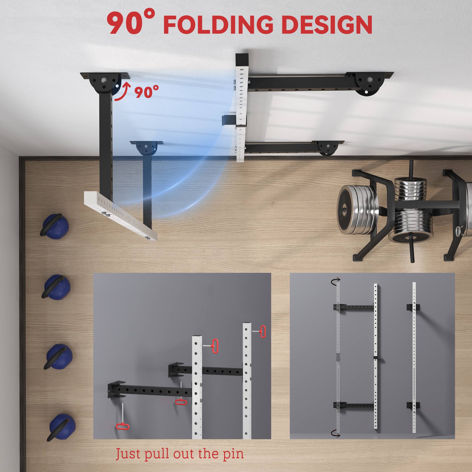 90° FOLDING DESIGN

Just pull out the pin