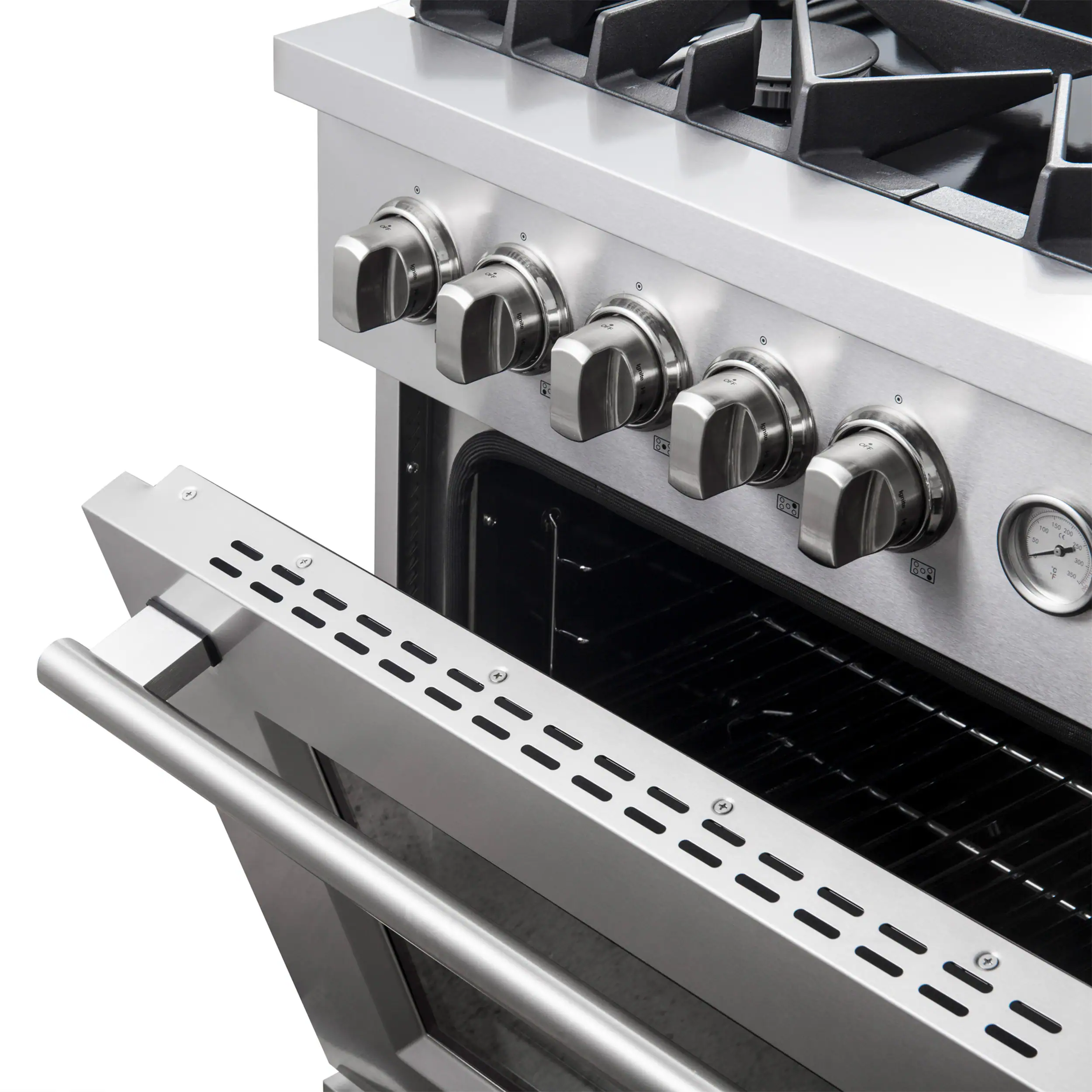 Alt View 12. Forno Appliances - 30 in. Wide 5 Burner Giovanni 4.32 Cu. Ft. Freestanding Gas Convection Range with Reversible Griddle - Silver.