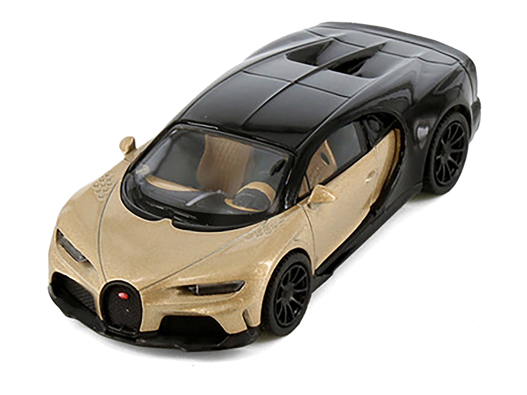 Alt View 1. PosterCars - Bugatti Chiron Supersport Silk Gold Metallic and Nocturne Black "Hypercar League Collection" 1/64 Model Car PosterCars.