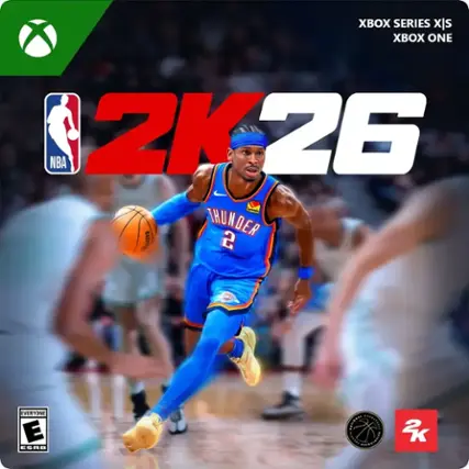 The corrected text is:

"XBOX SERIES X|S XBOX ONE NBA 2K26 EVERYONE ESRB" - E (Everyone)