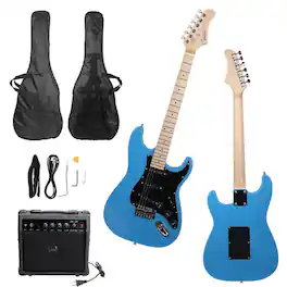 Winado - 39 Inch Electric Guitar Kit for Beginner, 6 String Solid-Body Full Size Adults Electric Guitars W/20W Amplifier,