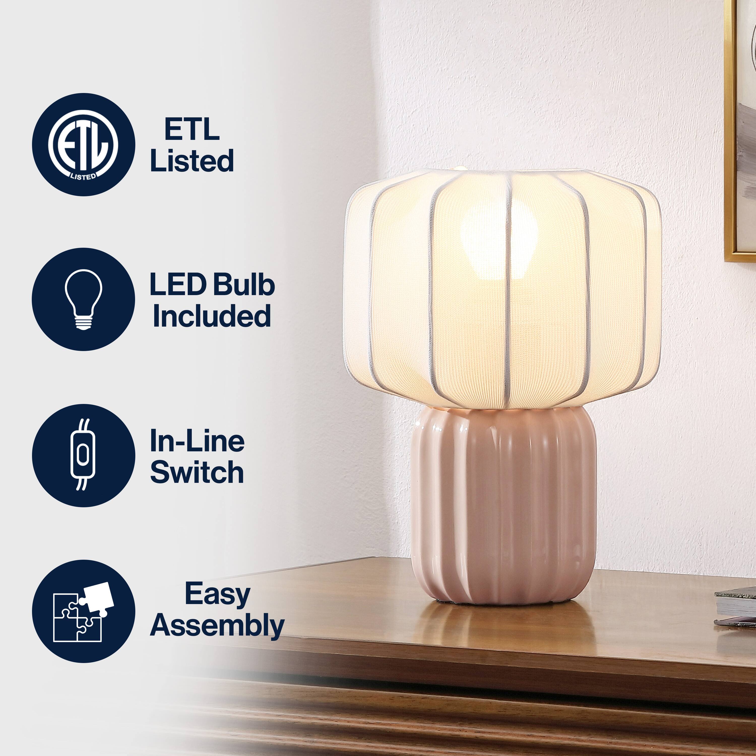 ETL Listed  
LED Bulb Included  
In-Line Switch  
Easy Assembly