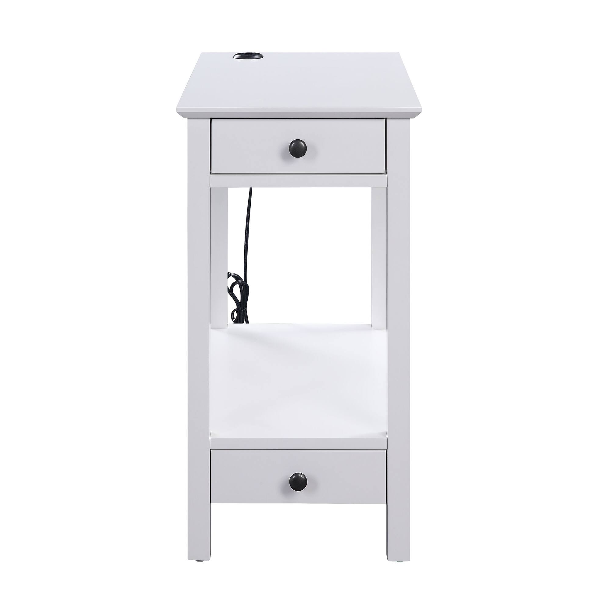 Alt View 1. Manhattan Lane - Wooden Frame Side Table with 2 Drawers and 1 Bottom Shelf - White.