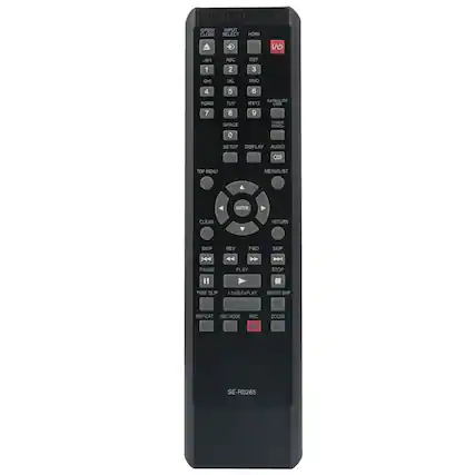 OPEN/CLOSE
INPUT SELECT
HDMI 1/0
aV 1
ABC 2
DEF 3
GHI JKL MNO 4
PQRS 5
TUV 8
WXYZ 9
SPACE
TIMER PROG.
SETUP
DISPLAY
AUDIO
TOP MENU
MENU/LSIT
ENTER
CLEAR
RETURN
SKIP
REV
FWD
PAUSE
PLAY
STOP
TIME SLIP
1.3x/0.8x PLAY
INSTANT SKIP
REPEAT
REC MODE
REC
ZOOM
SE-R0265