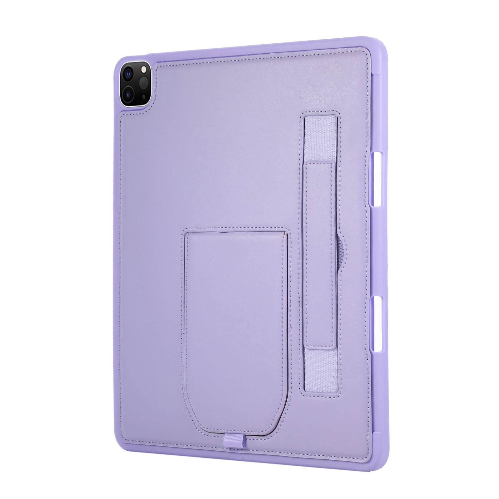 Back. Dteck - Shockproof Case for Apple iPad Air (M4) 13" 2026 with Hand Strap and Foldable Kickstand, PU Leather TPU Protective Cover - Purple.