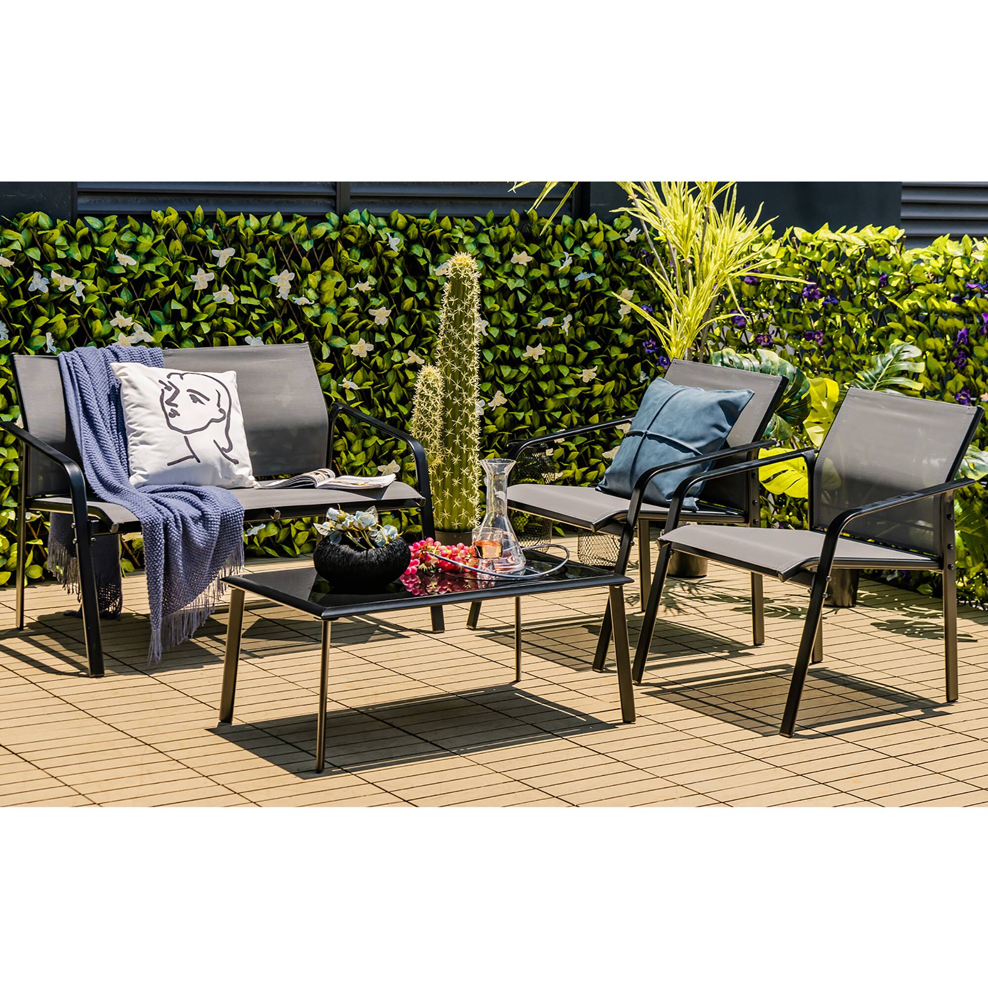 Alt View 8. Gymax - Gymax 4PCS Patio Conversation Futniture Set w/ Fabric and Anti-Rust Steel Frame Grey - Grey.