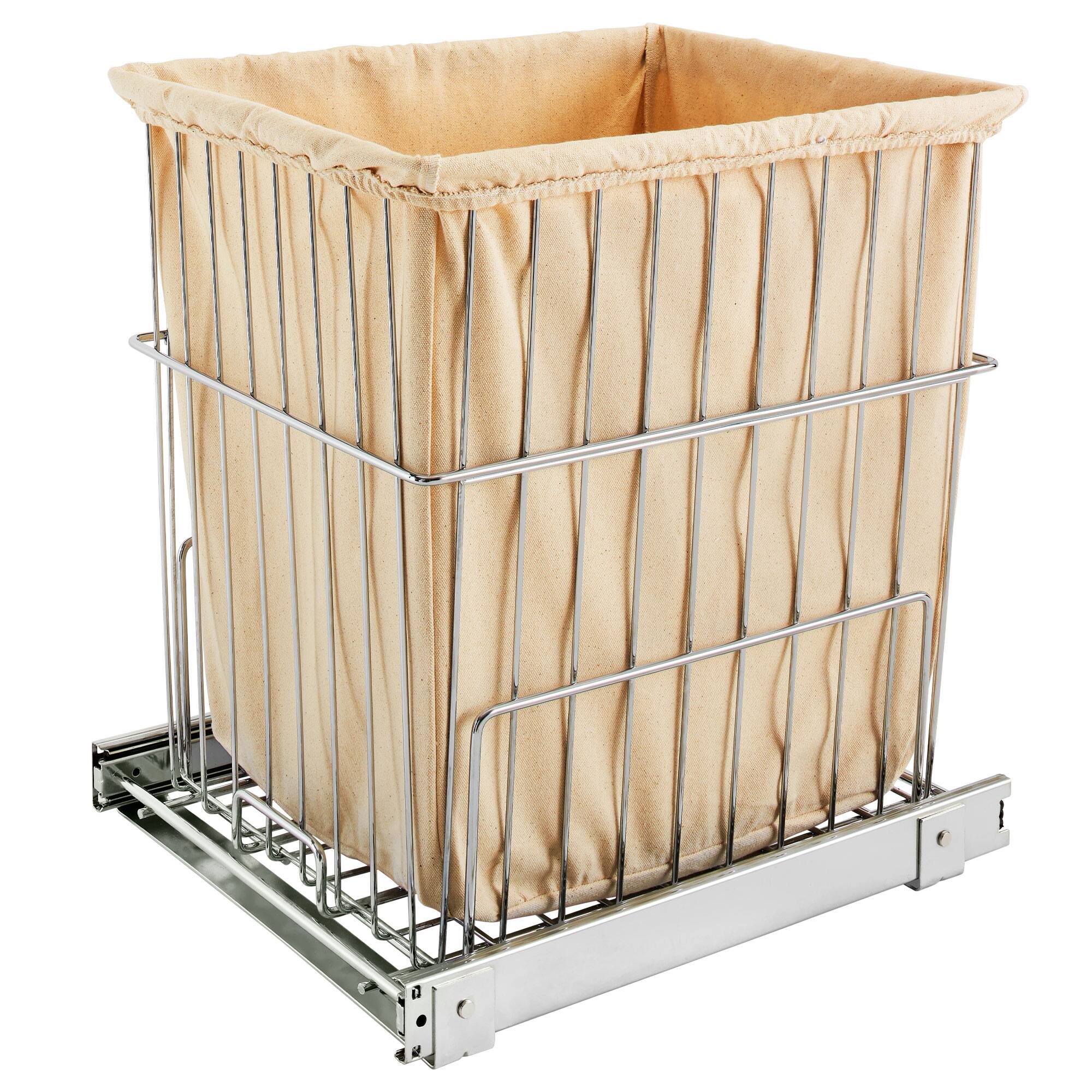 Front. Rev-A-Shelf - Rev-A-Shelf 20'' Pullout Wire Basket Clothes Hamper, Chrome, HRV-1520 S CR - Silver.