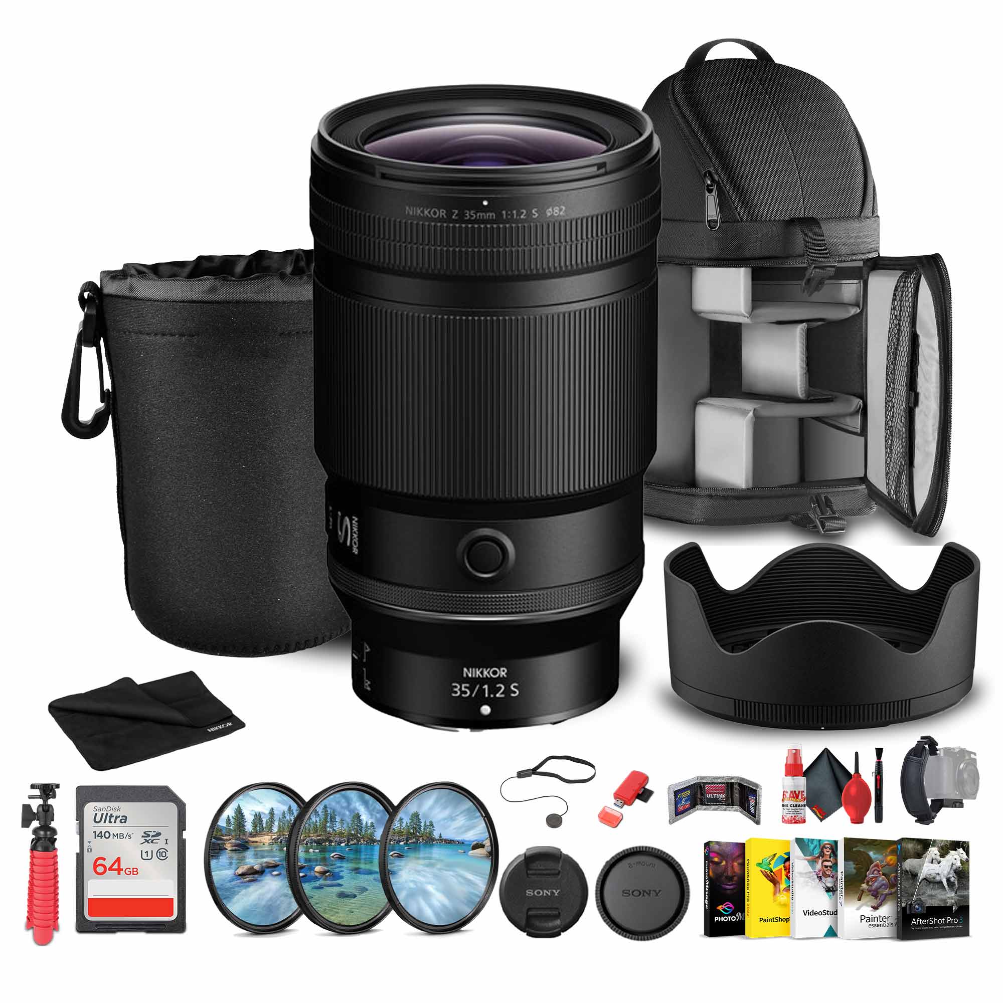 Nikon - NIKKOR Z 35mm f/1.2 S Pro Lens (Nikon Z) + Sling Backpack - Bundle - Black