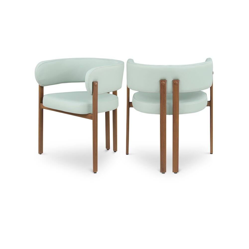 Front. Meridian Furniture - Gideon Mint Green Vegan Leather Dining Chair, Set of 2 - Green.