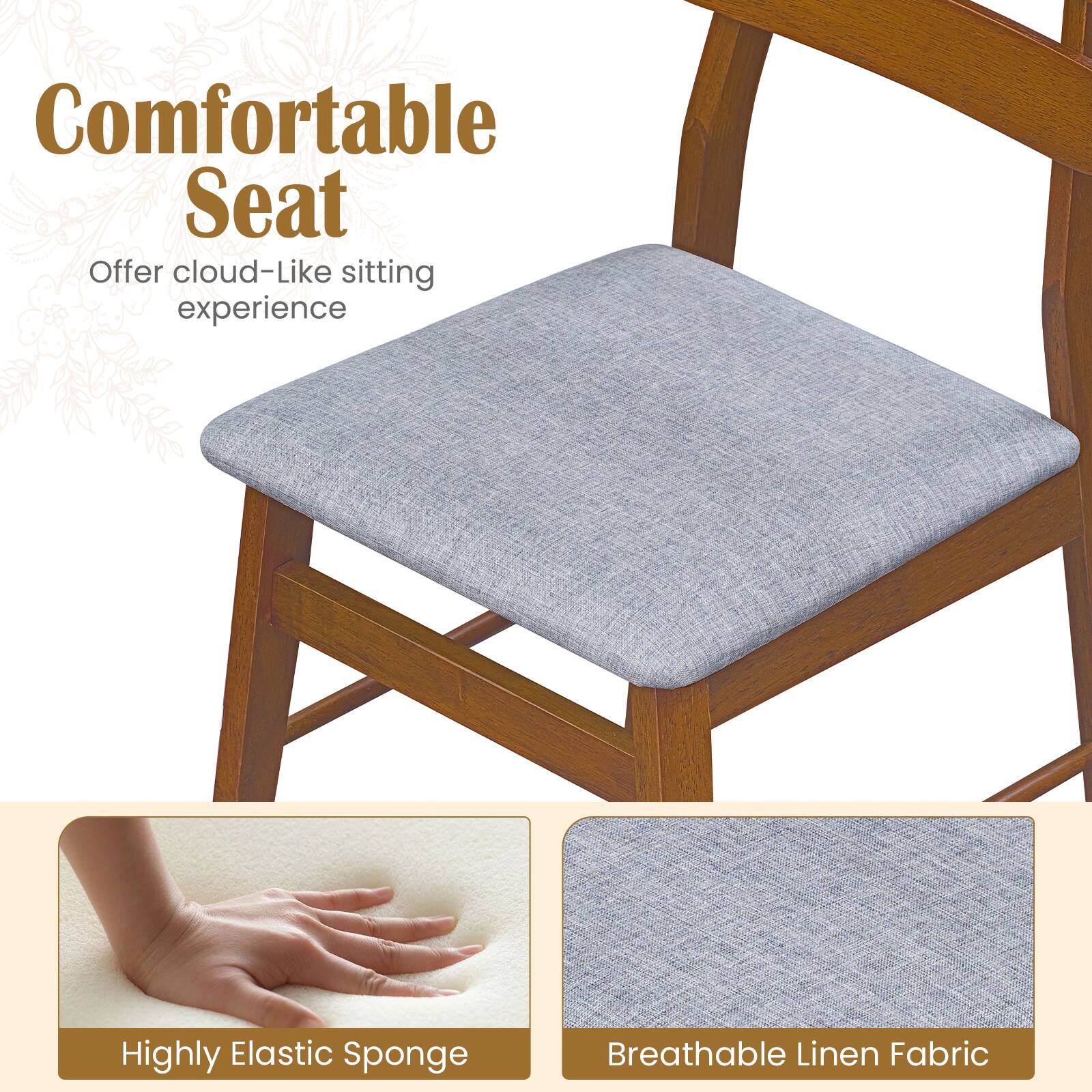 Comfortable Seat  
Offer cloud-like sitting experience

Highly Elastic Sponge  
Breathable Linen Fabric