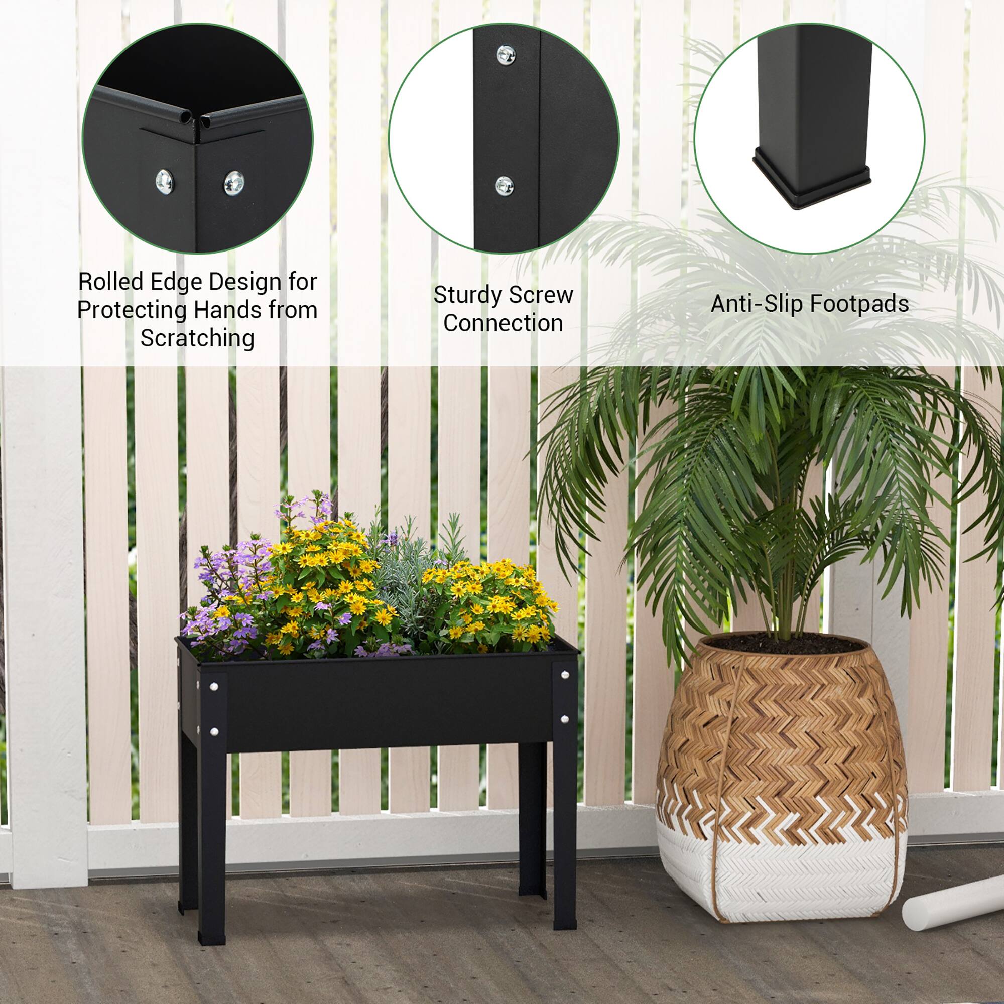 Rolled Edge Design for Protecting Hands from Scratching Sturdy Screw Connection Anti-Slip Footpads