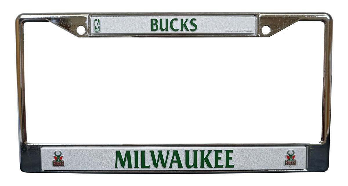 Milwaukee Bucks Basketball - 12" x 6" Standard Size - Chrome Metal License Plate Frame