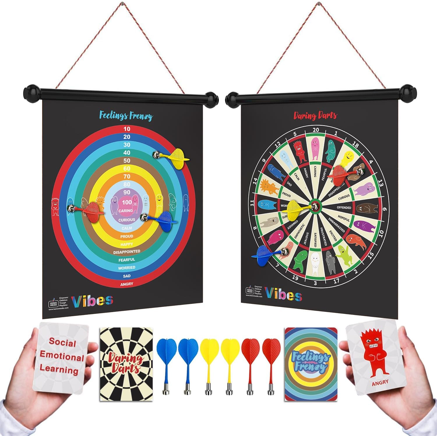 Skar Audio - Vibes Games For Teens & 6 -1 Feelings Dartboard Cbt Social Emotional Anger Management Tool Regulation Skill - Default