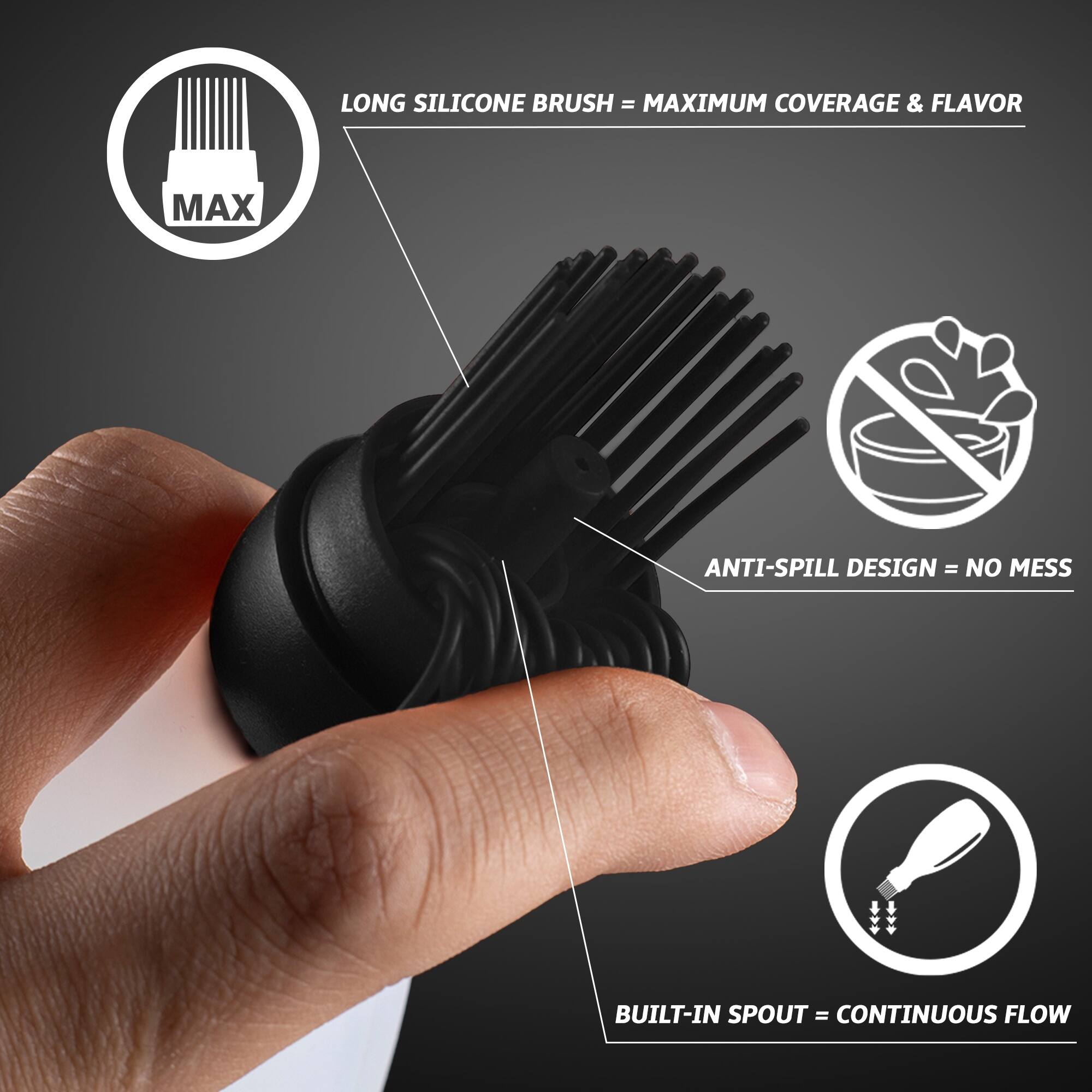 Alt View 1. Gourmet Easy - Silicone Pastry Brush, All-in-One Slicone Basting Brush with Sauce Bottle, Heat Resistant BBQ Accessories - Black.