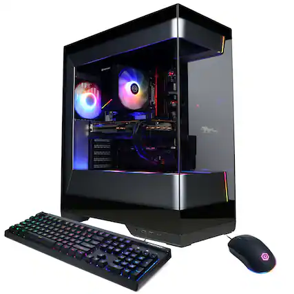 Front. CyberPowerPC - Gaming Desktop - AMD Ryzen 7 8700F - AMD Radeon RX 7700 16GB - 16GB DDR5 - 1TB PCIe 4.0 SSD Storage - Black.