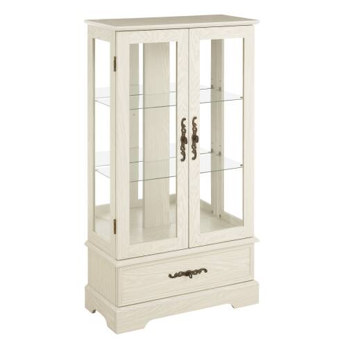 Alt View 7. LUCKY ONE - 25.98in Freestanding Lighted Glass Curio Cabinet with Drawer and Adjustable Shelves for Collectibles - White.