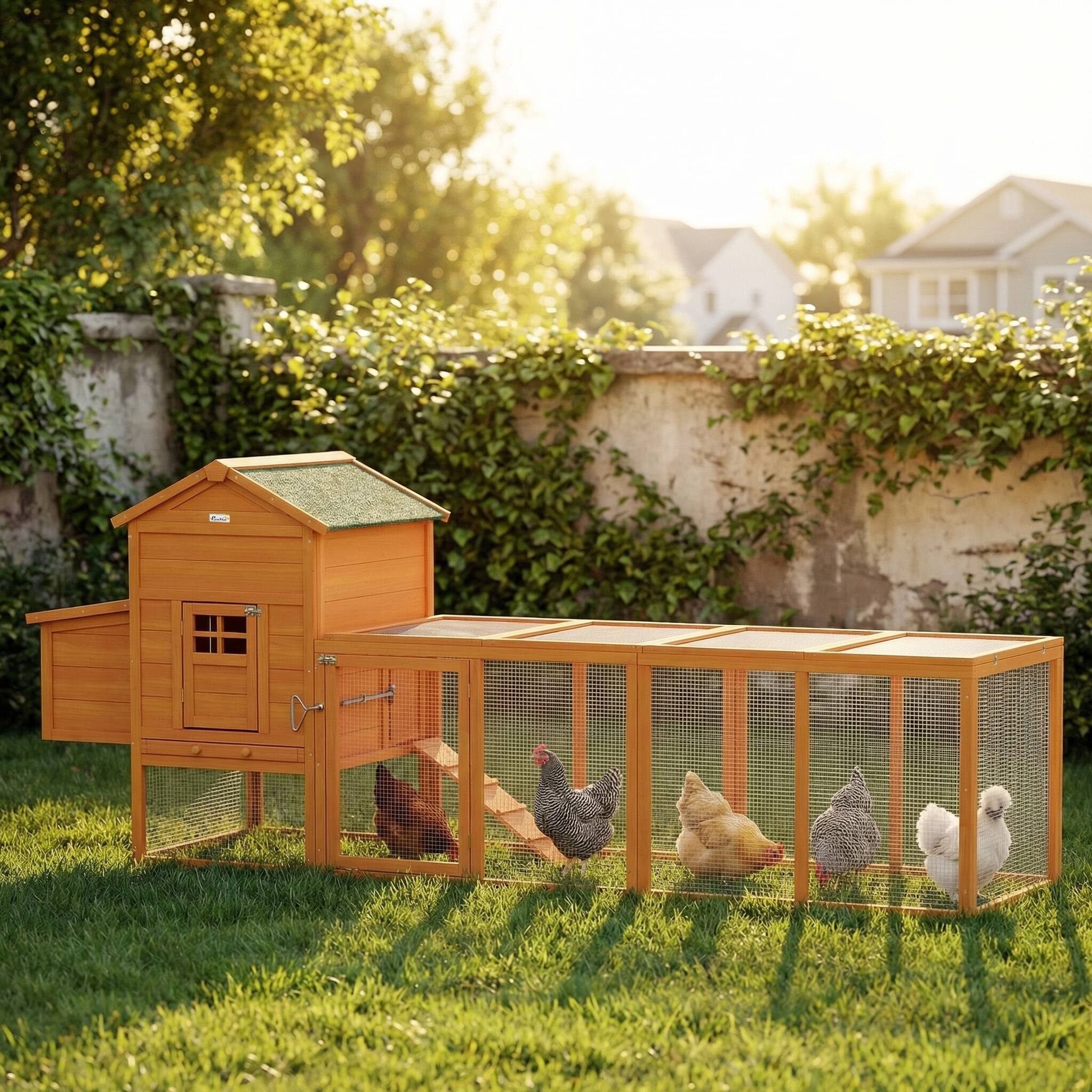 Alt View 1. Pawhut - Large Run Included Chicken Coop with Removable Tray.