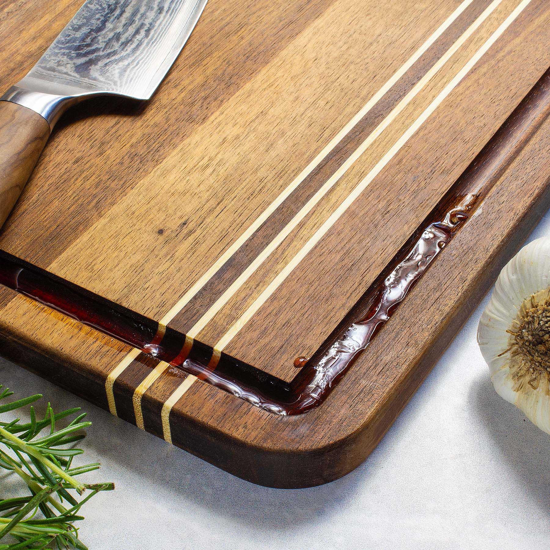 Alt View 1. Rock & Branch - Acacia Wood Pinstripe Cutting Board, 18-1/8" x 12-1/8".