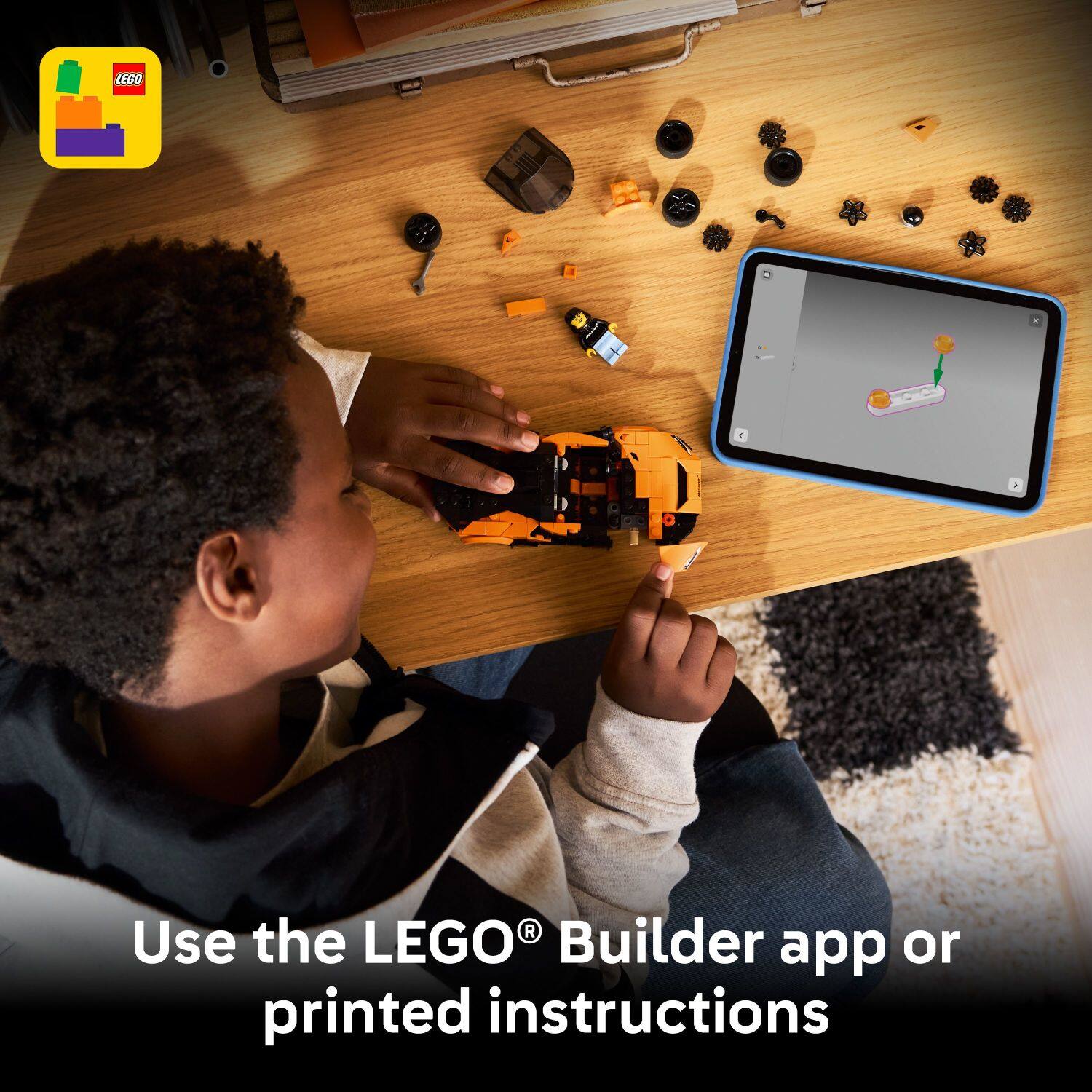 Use the LEGO® Builder app or printed instructions