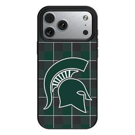 Keyscaper - NCAA - Michigan State Spartans Plaid Magnetic Bump iPhone Case - 15 - Black