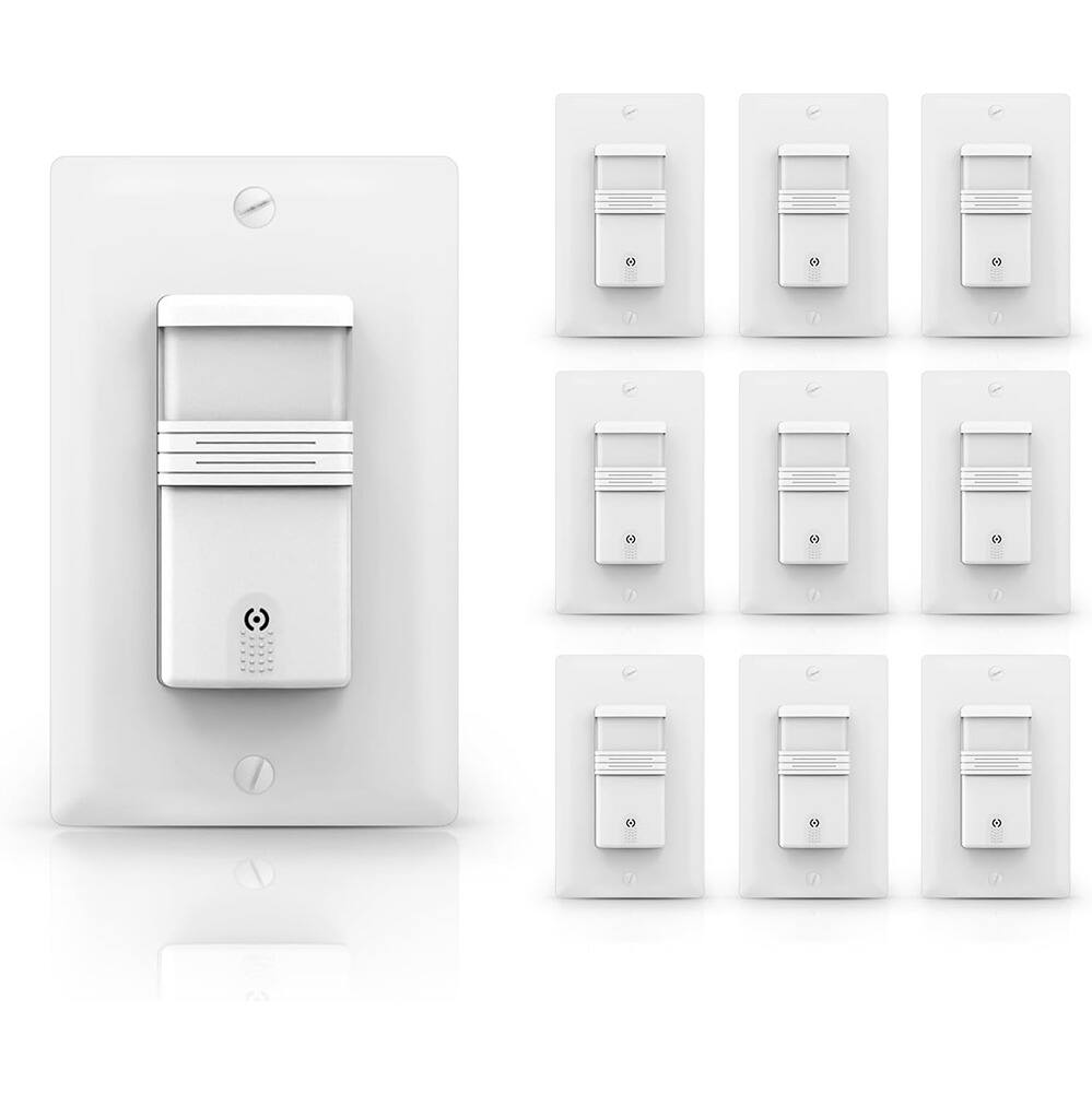 Front. ACJPR - Motion Sensor Light Switch, Occupancy & Vacancy Model, Motion Activated Single Pole Wall Switch, Neutral Wire Required, - ‎White.
