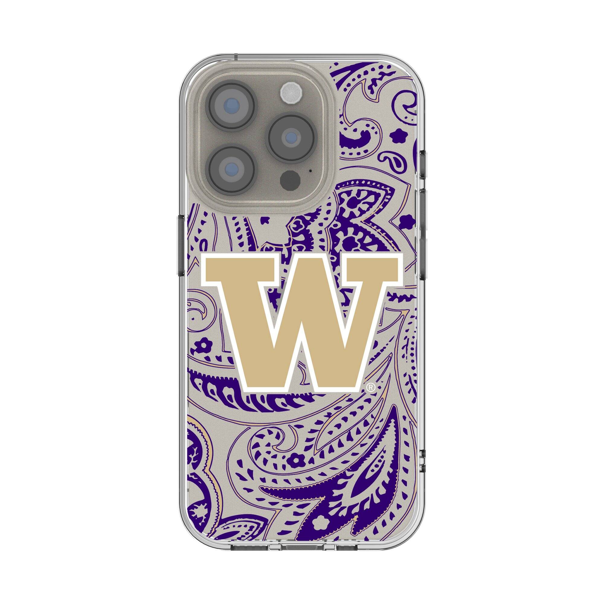 Front. Keyscaper - Washington Huskies Paisley iPhone Clear Case - 16 Pro Max - Multicolor.