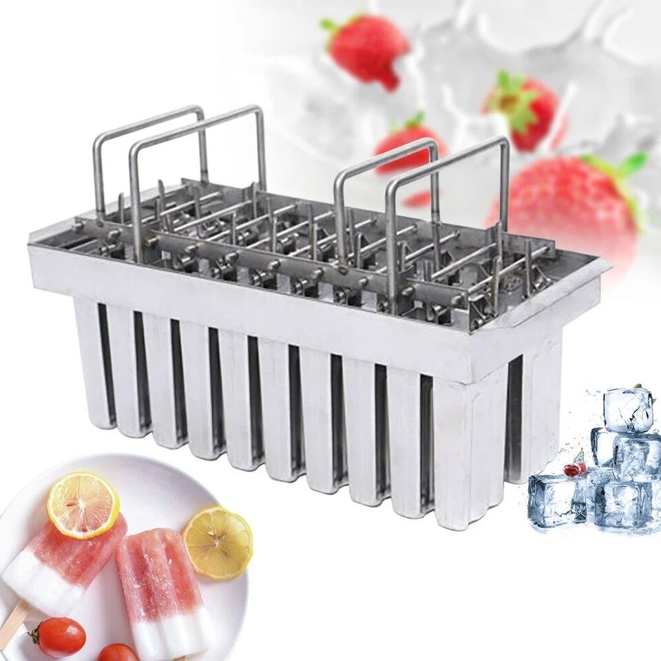 Left. Home Collection - 20PCS Stainless Steel Ice Cream Popsicle Mold Commercial Ice Lolly Maker Stick Holder - Silver.