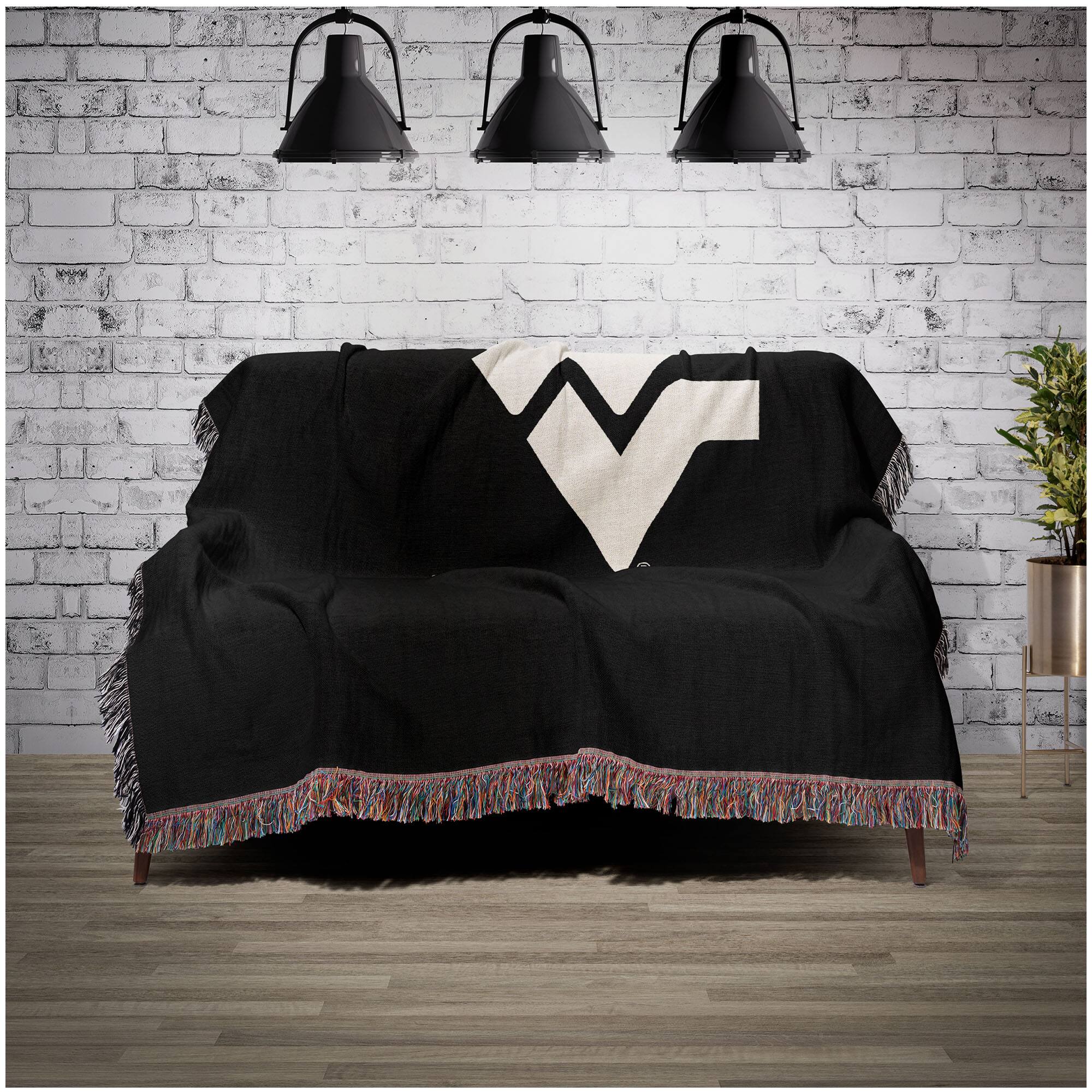 Alt View 1. Chad & Jake - West Virginia Mountaineers Woven Blanket - Black.