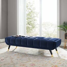 Adept 60" Performance Velvet Bench by Modway - Midnight Blue