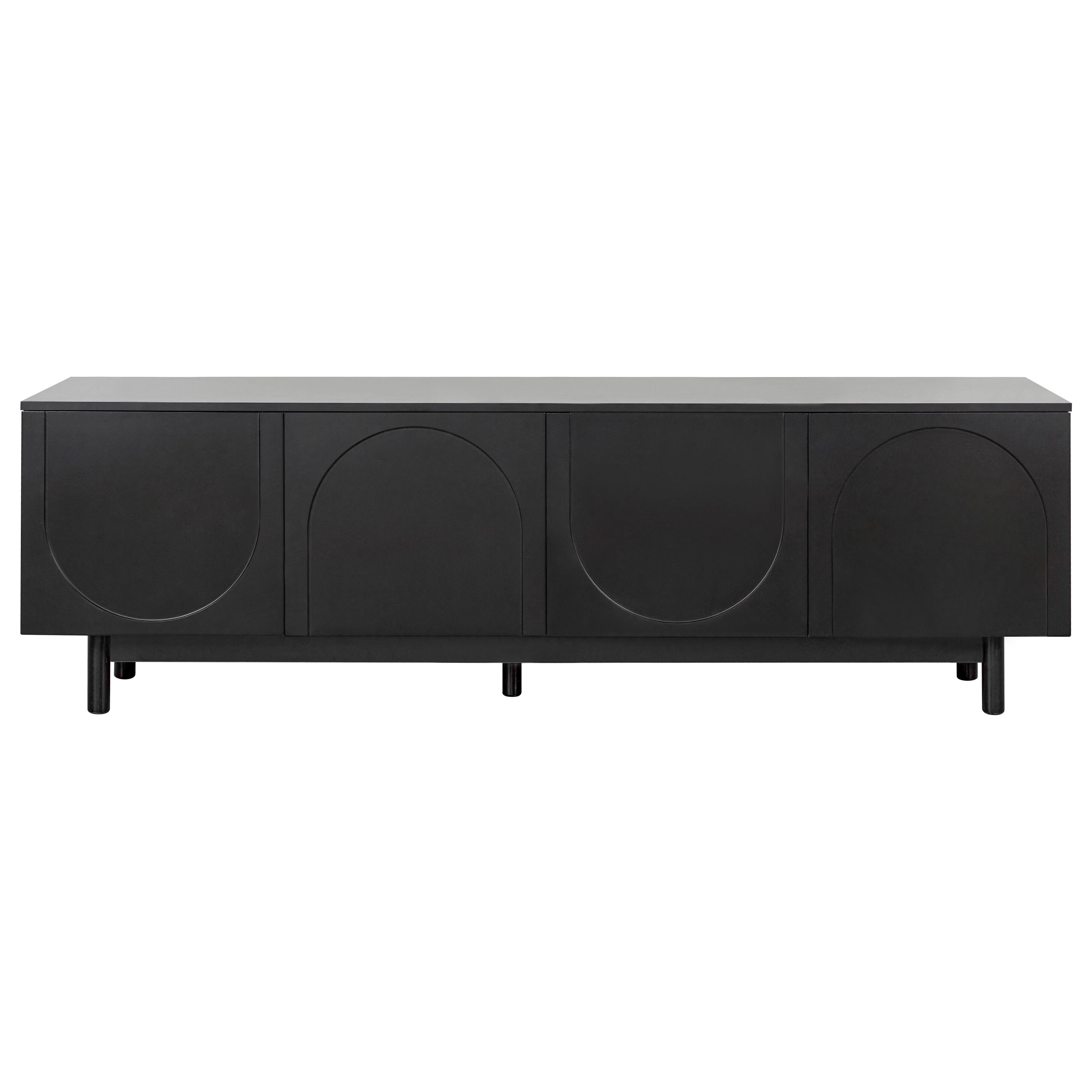 Angle. Spaco - Spaco Modern TV Stand for 78" TV,Media Console with Arch Cabinets Solid Wood Legs and Adjustable Shelves for Living Room - Black.