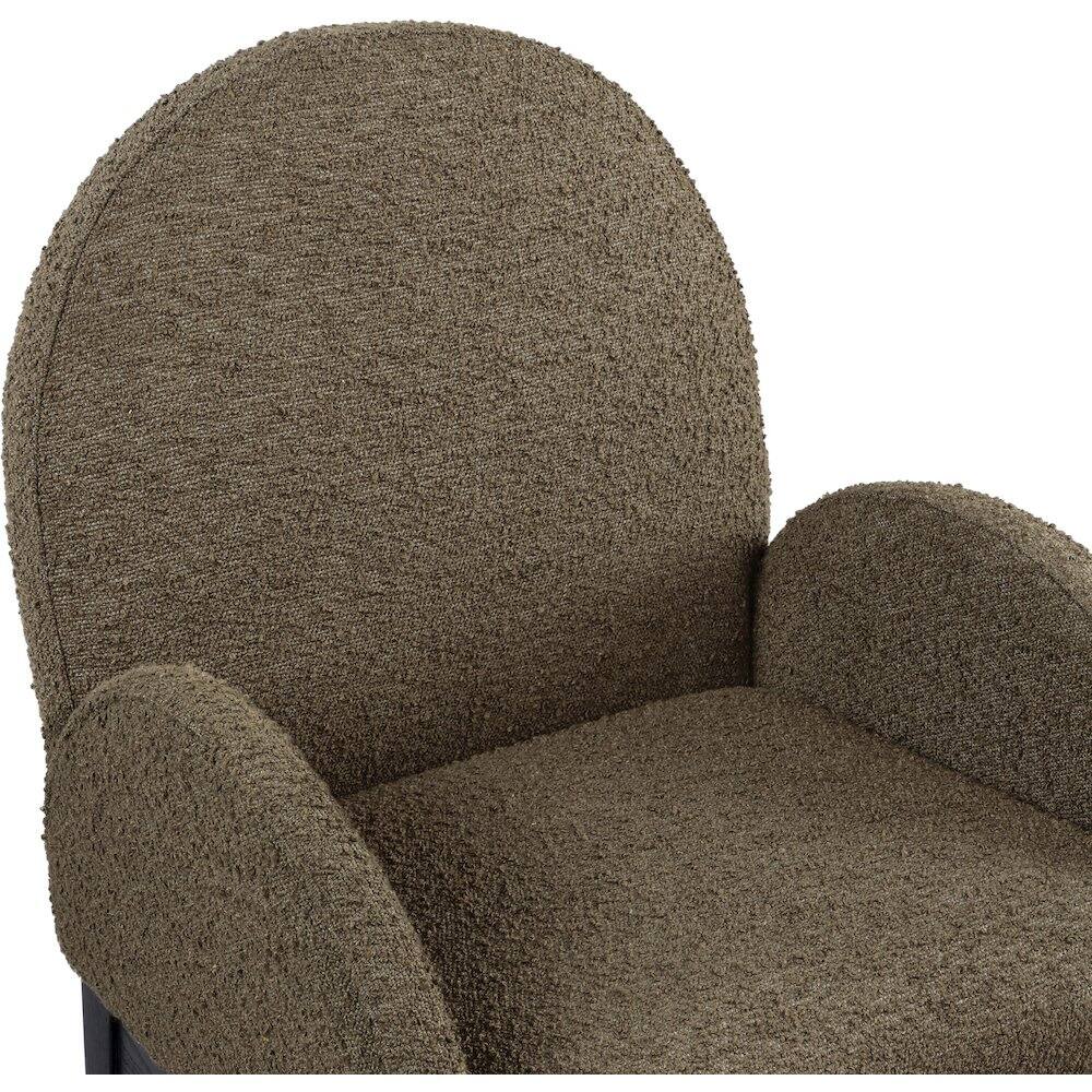 Alt View 4. Meridian Furniture - Waldorf Olive Boucle Fabric Dining Chair - Green.