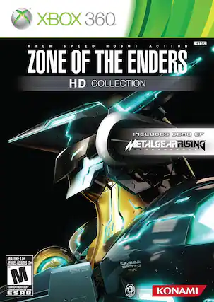 XBOX 360
NTSC
HIGH SPEED ROBOT ACTION
ZONE OF THE ENDERS
HD COLLECTION
INCLUDES DEMO OF
METAL GEAR RISING
REVENGEANCE
MATURE 17+
JEUNES ADULTES 17+
CONTENT RATED BY ESRB
CONTENU ÉVALUÉ PAR ESRB
CAUTION
POSSIBLE CONTENU
POSSIBLE CONTENU
POSSIBLE CONTENU
KONAMI - E10+ (Everyone 10+)